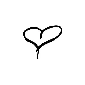 A simplistic line drawing of a heart shape is centered on a plain background. Stock Illustration