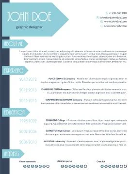 Simplistic modern resume curriculum vitae cv template design with arrows Stock Illustration
