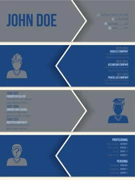 Simplistic modern resume cv with arrows and shadows Illustrazione stock