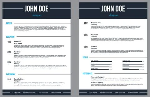 Simplistic modern resume cv with stripes Stock Illustration