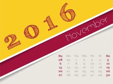Simplistic november 2016 calendar design Stock-Illustration
