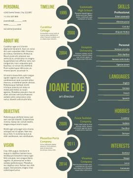 Simplistic resume cv template with dots and contrast Stock Illustration