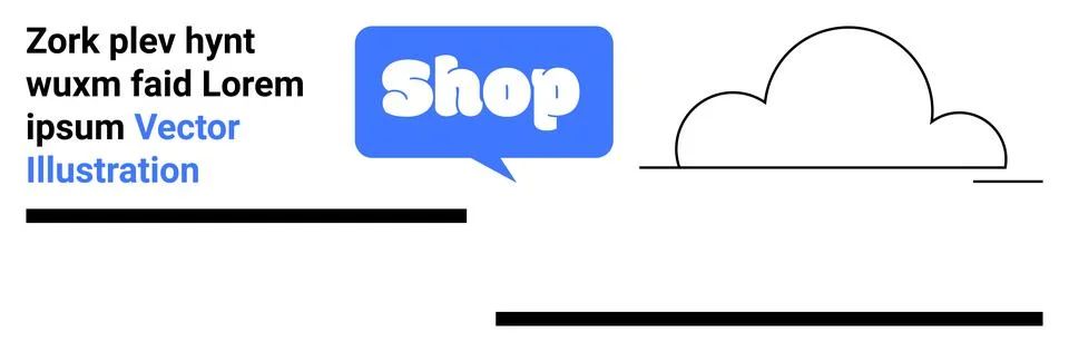 Simplistic Shopping Cloud Concept with Text Elements and Callout Bubble イラスト素材