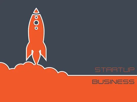 Simplistic startup business background with rocket Stock Illustration