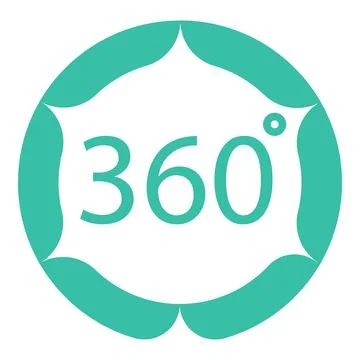 Simplistic teal and white 360 view badge suitable for virtual tour interfaces Illustrazione stock