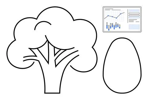 Simplistic Tree and Egg Shapes with Data Chart for Conceptual or Educationa.. Stock Illustration