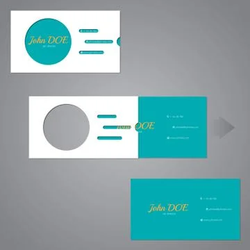 Simplistic two piece business card with circle and lines Stock Illustration