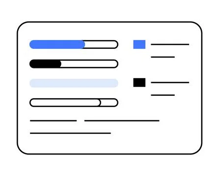Simplistic User Interface with Progress Bars and Data Visualizations for Da.. Illustrazione stock