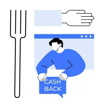 A simplistic vector design showcases a person holding a cashback sign beside  스톡 일러스트