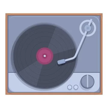 Simplistic vector graphic of a classic vinyl record player in a retro style Stock Illustration