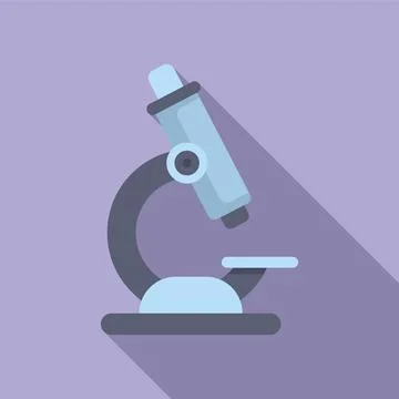 Simplistic violet hued illustration of a microscope in flat design style Stock Illustration