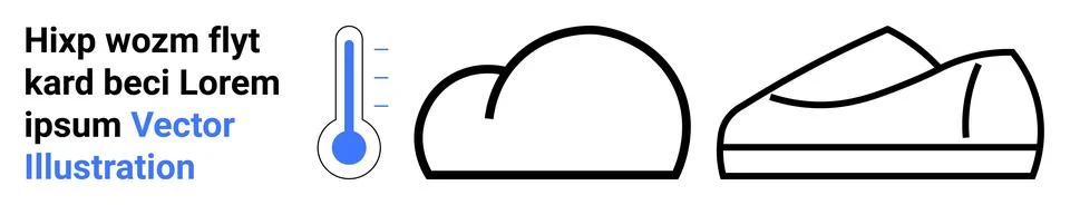 Simplistic Weather Icons Featuring Temperature, Cloud, and Mountain Elements Stock Illustration