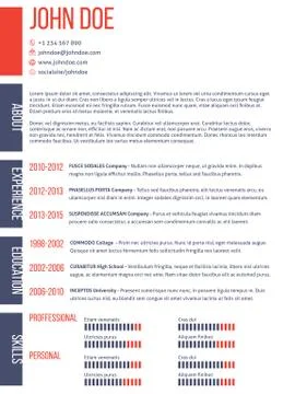 Simplistic yet modern cv resume template Stock Illustration