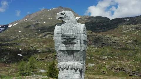 Simplonpass stone eagle Switzerland Mountains 4k Aerial Drone Stock Footage 171338377