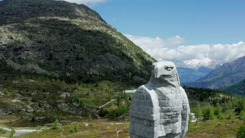 Simplonpass stone eagle Switzerland Mountains 4k Aerial Drone Stock Footage 171338410