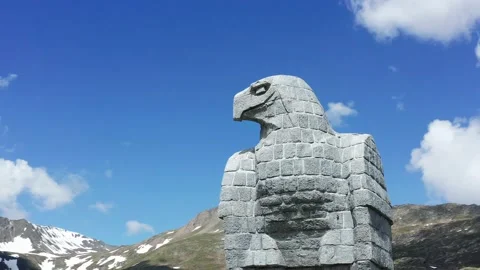 Simplonpass stone eagle Switzerland Mountains 4k Aerial Drone Stock Footage 171338429