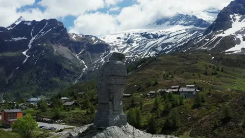 Simplonpass stone eagle Switzerland Mountains 4k Aerial Drone Stock Footage 171338440