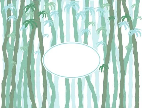 Simply bumboo Vector background with oval frame Stock Illustration