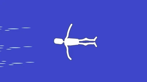 Simply Drawn Figure floating, Overhead View (Looping): Blue Screen + Matte Video stock 125781663