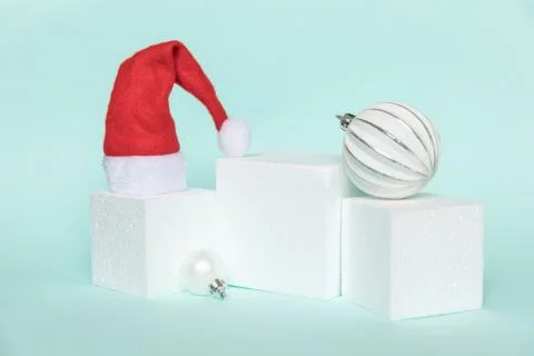 Simply minimal composition winter objects ornament and cube shapes geometric  Stock Photos