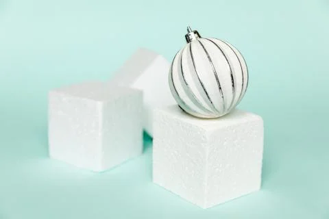 Simply minimal composition winter objects ornament and cube shapes geometric  Stock Photos