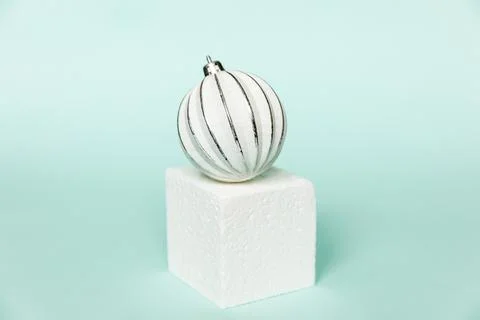 Simply minimal composition winter objects ornament and cube shapes geometric  Stock Photos