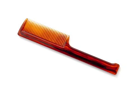 Simply plastic small comb or hairbrush isolated on white, top view Stock Photos
