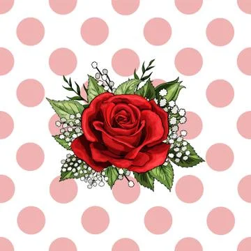 Simply vector seamless pattern of light pink rose circles on a white background Stock Illustration