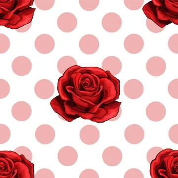 Simply vector seamless pattern of light pink rose circles on a white background Stock Illustration