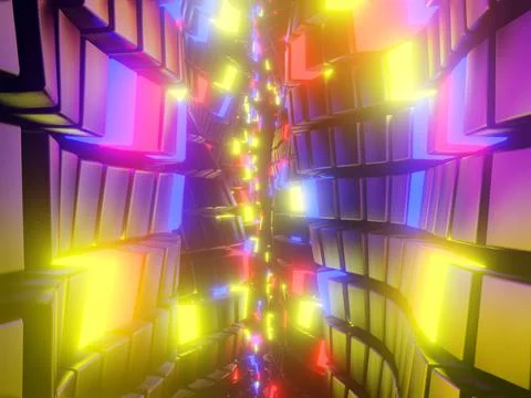 Simply wall with glowing cubes イラスト素材