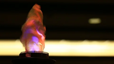 Simulated Artificial Flame Torch Burns Fake Fire Stock Footage 97806799