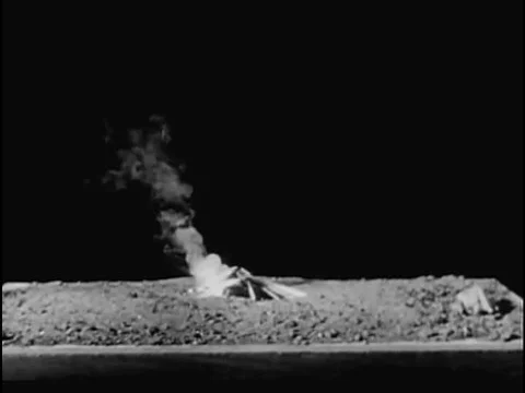 A simulated atomic bomb blast and a chart showing protective earth, concrete Stock Footage 74935570