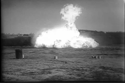 Simulated Atomic Bomb Explosion Attack Fort Devens Massachusetts 3.20.1954 Stock Footage 308369785