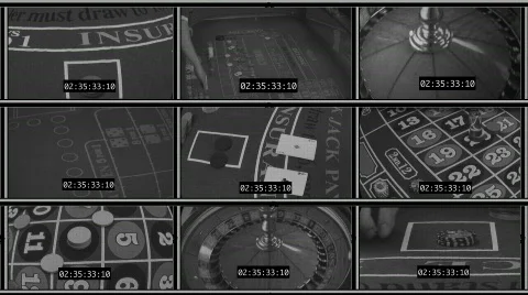 Simulated Casino Security Monitors Stock Footage 116304