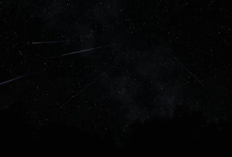 Simulated correct view of meteor shower, with stars Stock Footage 86918559