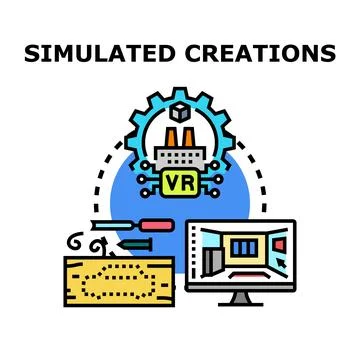 Simulated creations process using virtual reality technology Illustrazione stock