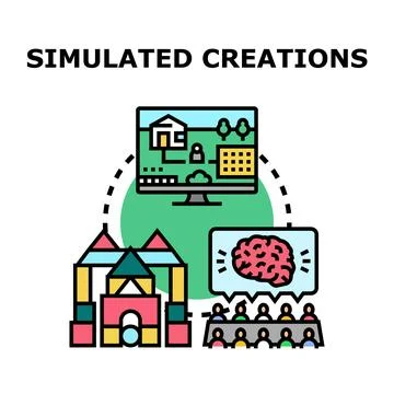 Simulated creations process of virtual and physical modeling Stock Illustration