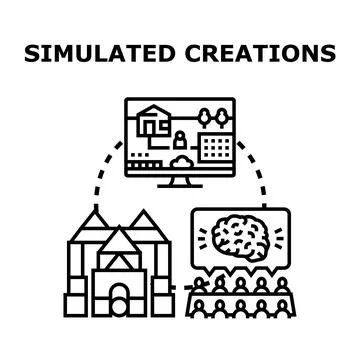 Simulated creations process of virtual and physical modeling Stock Illustration