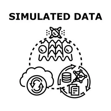Simulated data generation and analysis process illustration Stock Illustration