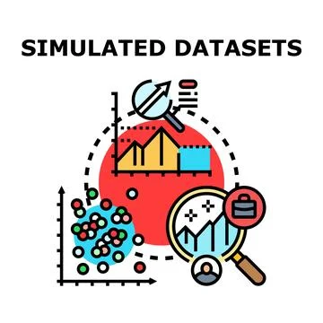 Simulated datasets analytics and research concept Stock Illustration
