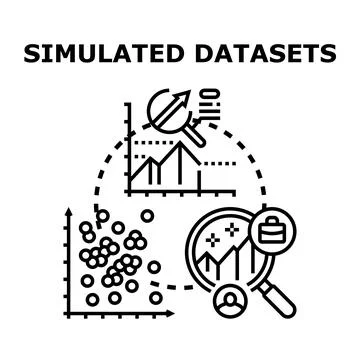Simulated datasets analytics and research concept Stock Illustration