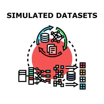 Simulated datasets creating artificial intelligence training data Stockillustratie