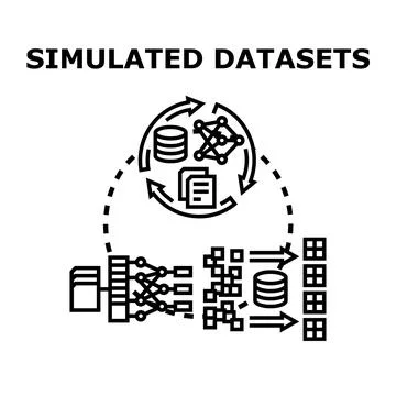 Simulated datasets creating artificial intelligence training data 库存插图