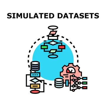 Simulated datasets creating complex data processing algorithms concept Stock Illustration