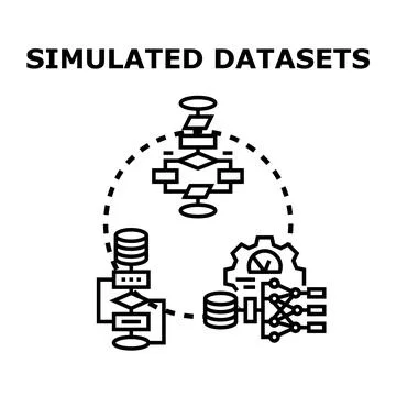 Simulated datasets creating complex data processing algorithms concept Stock Illustration