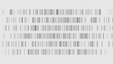 Simulated DNA screen scans for genetic testing on black screen overlay Video stock 321855280