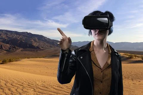 Simulated Hiking Experience in Virtual Reality Foto stock