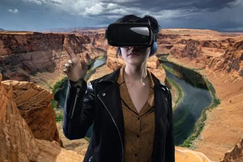 Simulated Hiking Experience in Virtual Reality Stock Photos