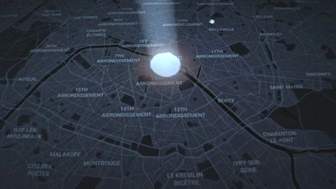 Simulated Impact of 15 KT Atomic Blast Over Paris, France Stock Footage 304830933