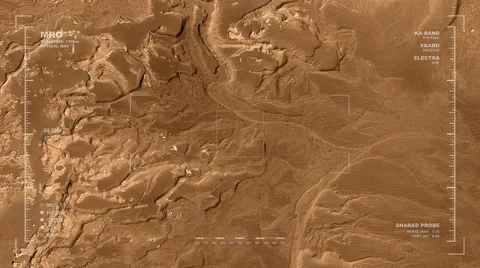 Simulated Mars Reconnaissance Orbiter mapping flyover of Eberswalde Crater Stock Footage 49669855